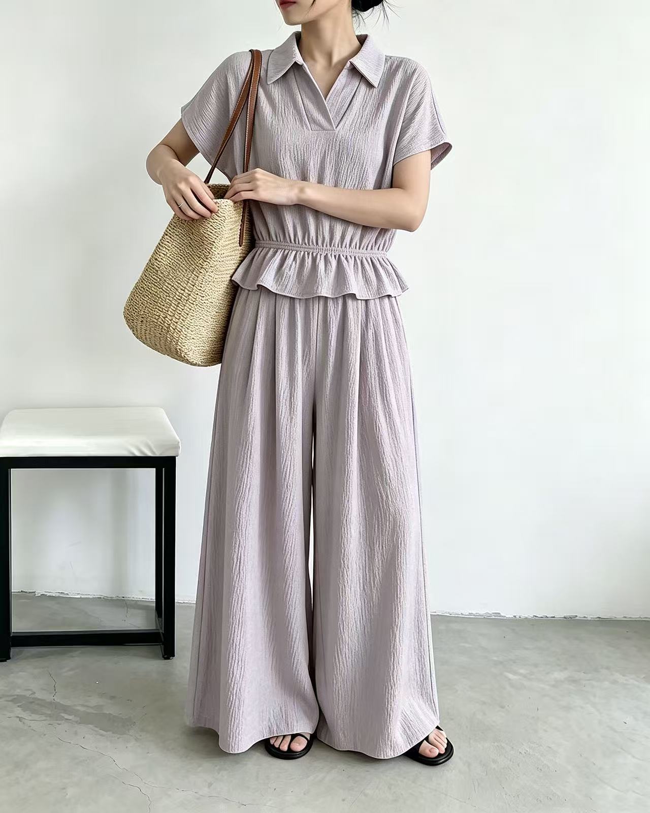 Relax Mood Wide Pants Set - 릴렉스 무드 와이드 팬츠 세트