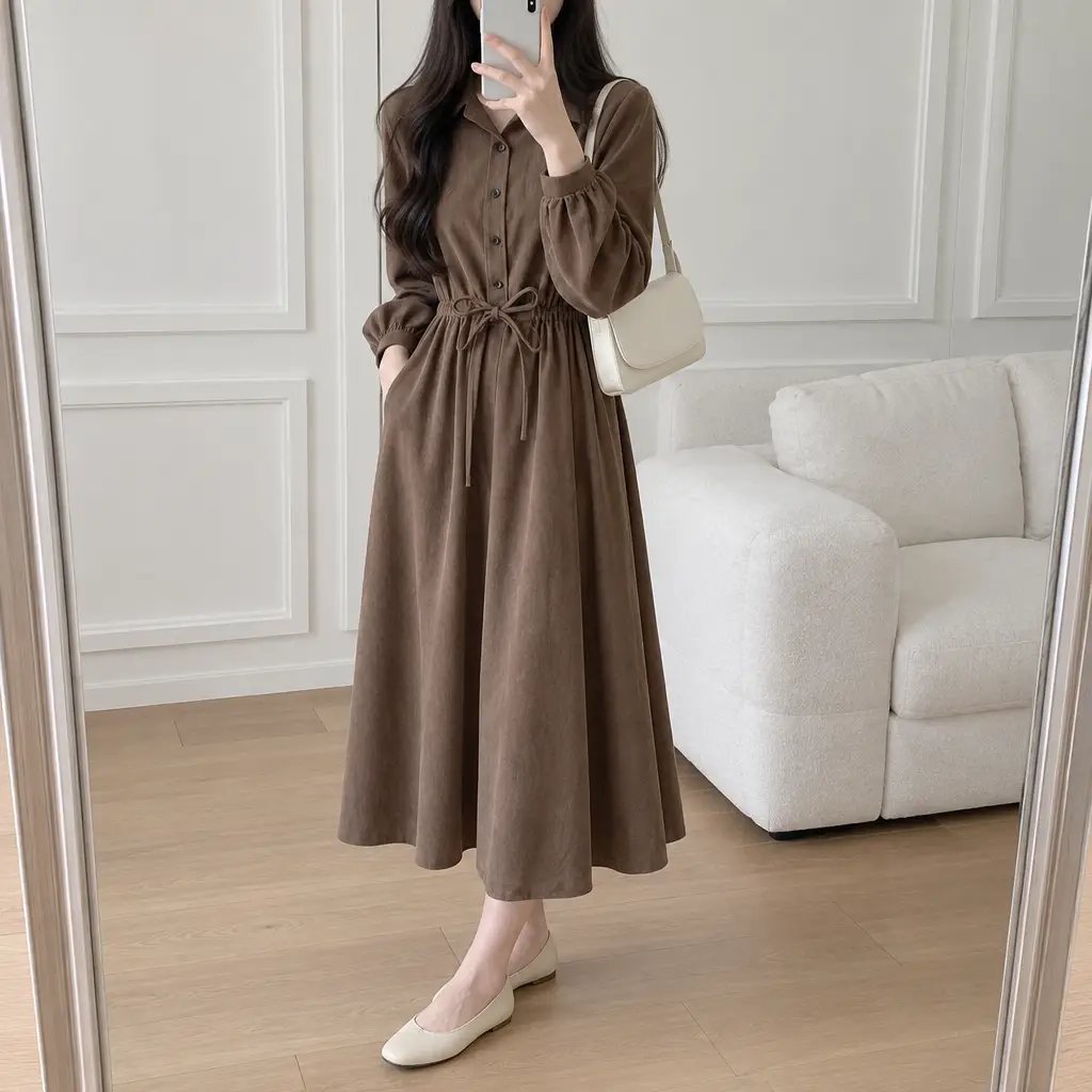 Maple Corduroy Shirt Dress - 메이플 코듀로이 셔츠 원피스