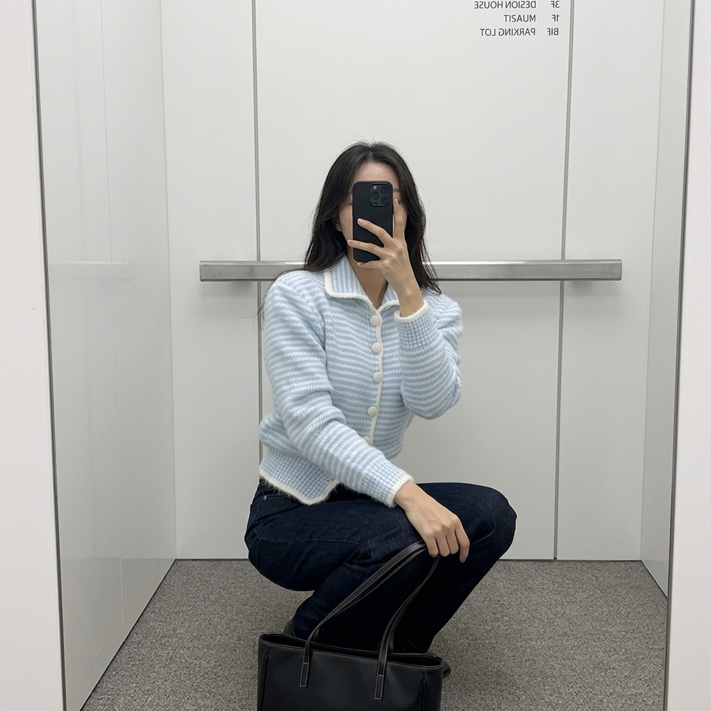 Dreamy Stripe Button Cardigan - 드리미 스트라이프 버튼 가디건(당일출고⚡️)