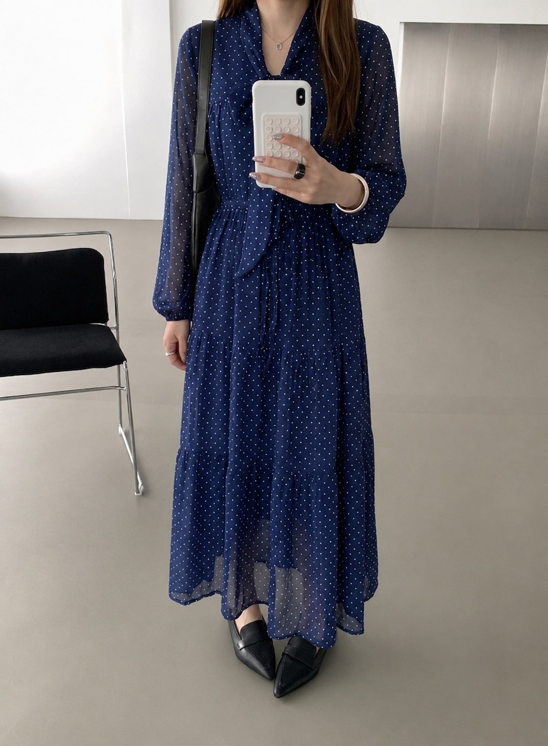 Romantic Mood Dot Midi Dress - 로맨틱 무드 도트 미디 원피스