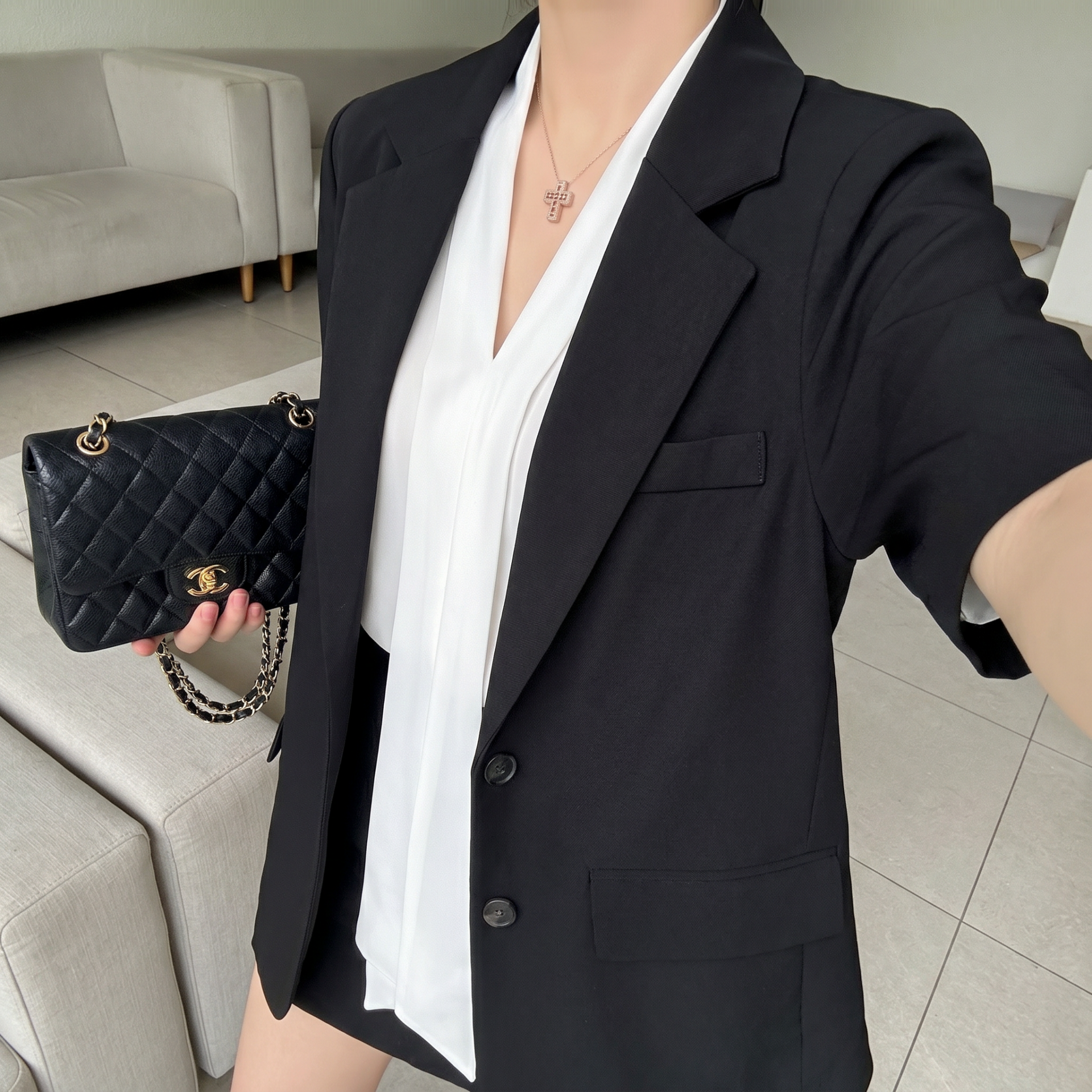 City Light Split Back Short Sleeve Blazer - 시티 라이트 스플릿 백 숏 슬리브 블레이저