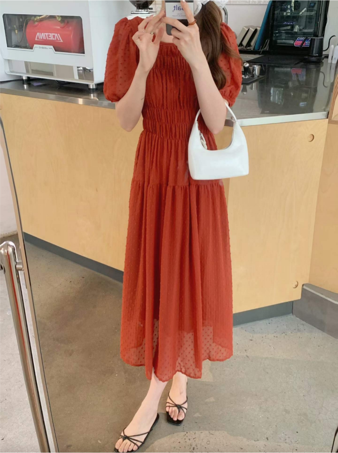 Romantic Dot Puff Long Dress - 로맨틱 도트 퍼프 롱 원피스