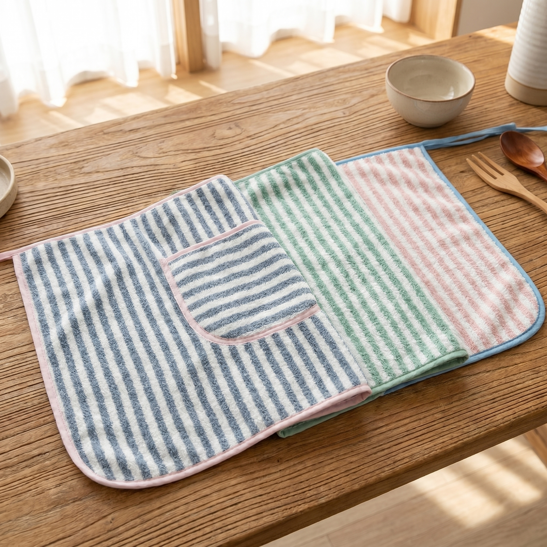 Soft Towel Stripe Apron - 소프트 타월 스트라이프 앞치마