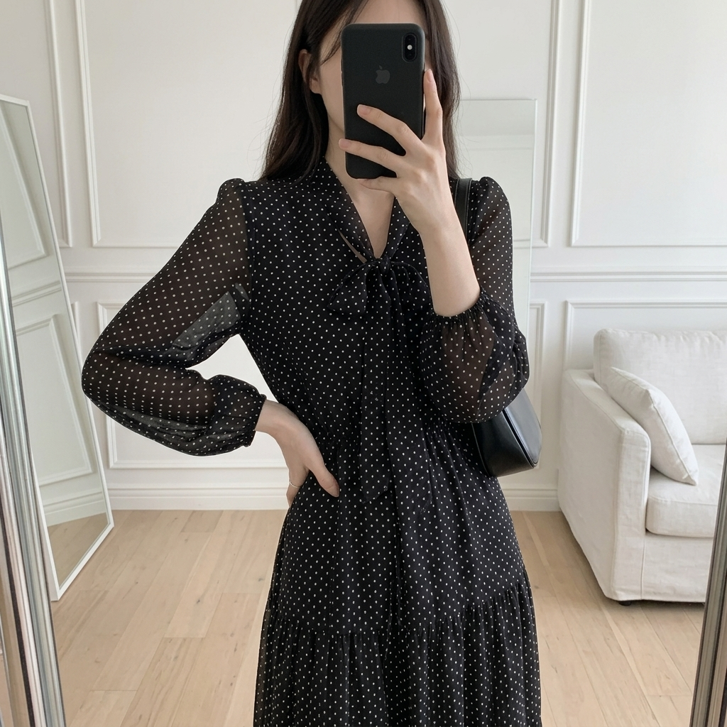 Romantic Mood Dot Midi Dress - 로맨틱 무드 도트 미디 원피스