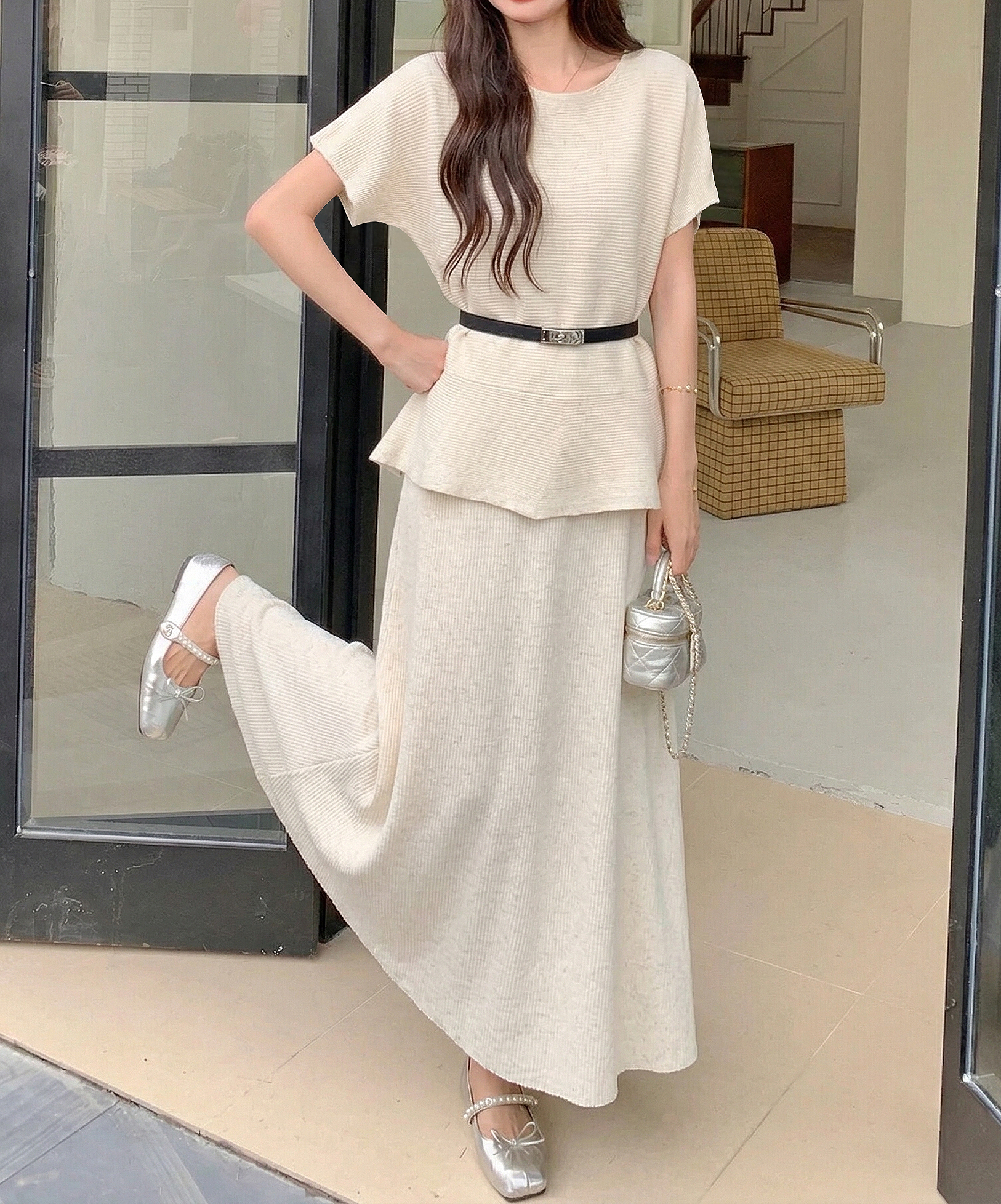 Peplum Pleats Skirt Set - 페플럼 플리츠 스커트 세트