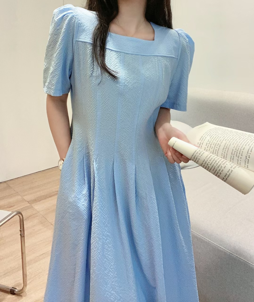 Soft Square Neck Flare Dress - 소프트 스퀘어넥 플레어 원피스