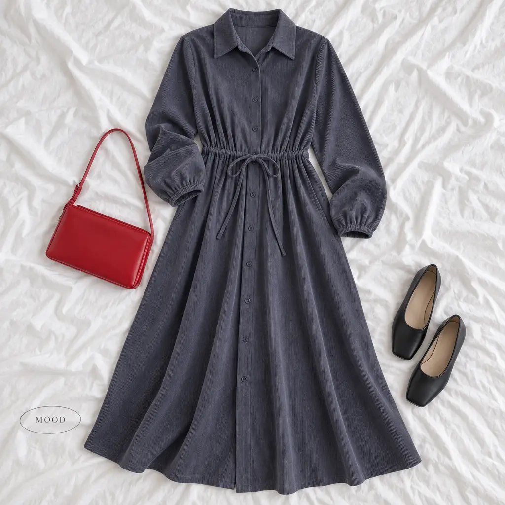 Soft Corduroy Mood Long Dress - 소프트 코듀로이 무드 롱 원피스