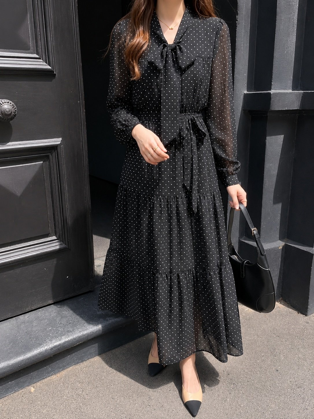 Romantic Mood Dot Midi Dress - 로맨틱 무드 도트 미디 원피스