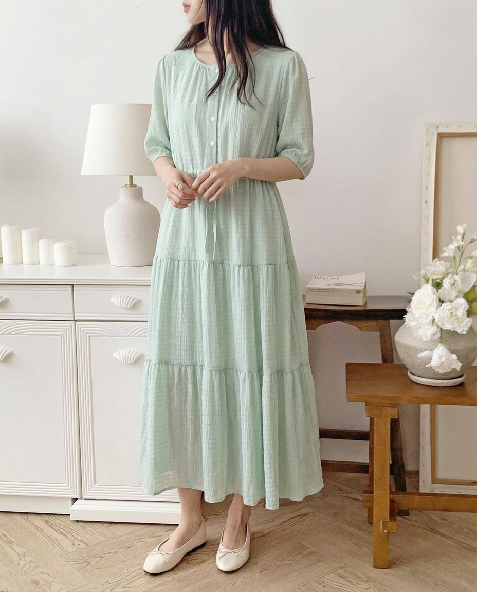 Romantic Button Long Dress - 로맨틱 버튼 롱 원피스