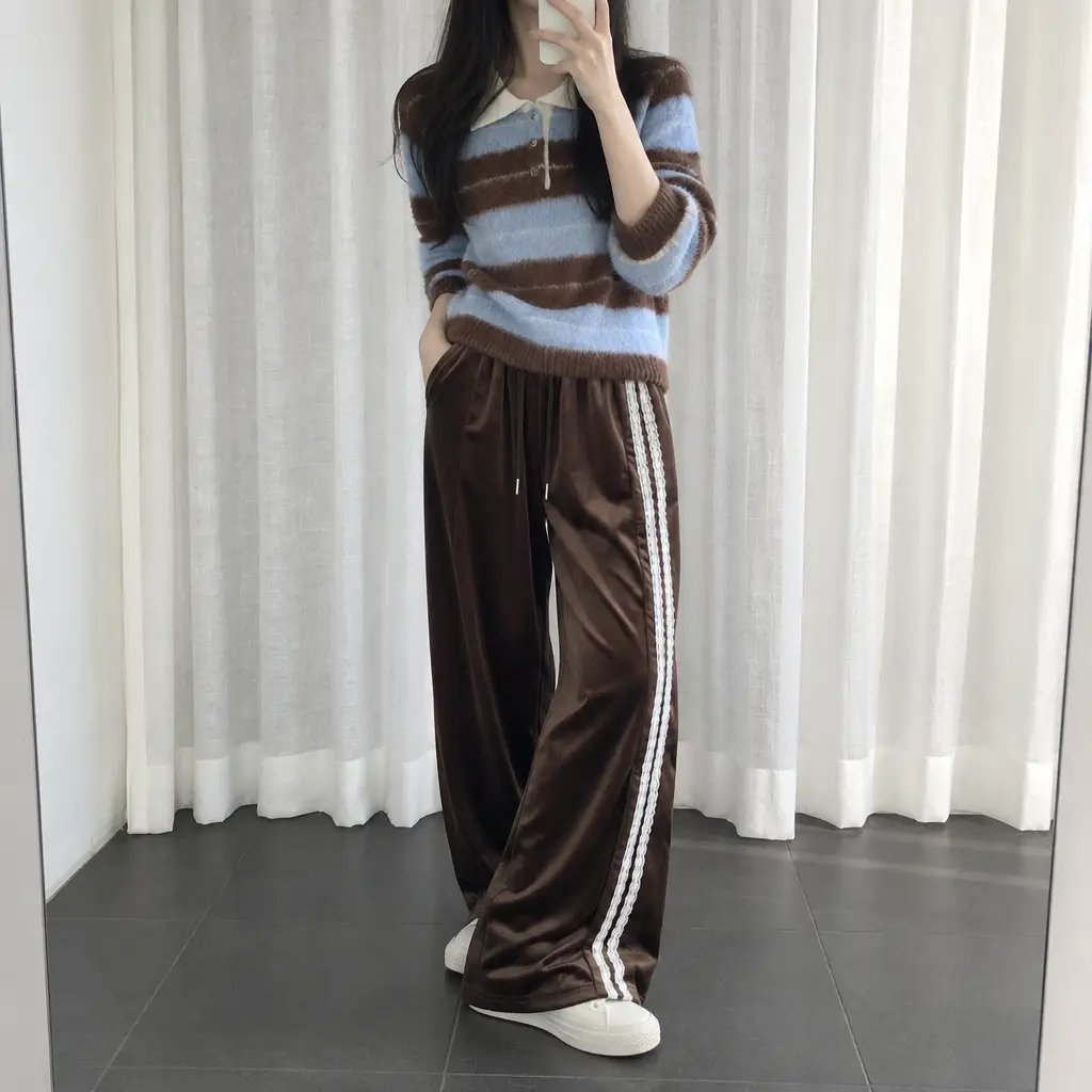 Velvet Lace Line Wide Pants - 벨벳 레이스 라인 와이드 팬츠