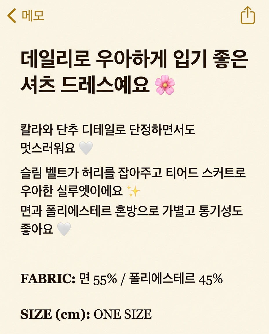 Everyday Grace Shirt Dress - 에브리데이 그레이스 셔츠 원피스(밸트포함)