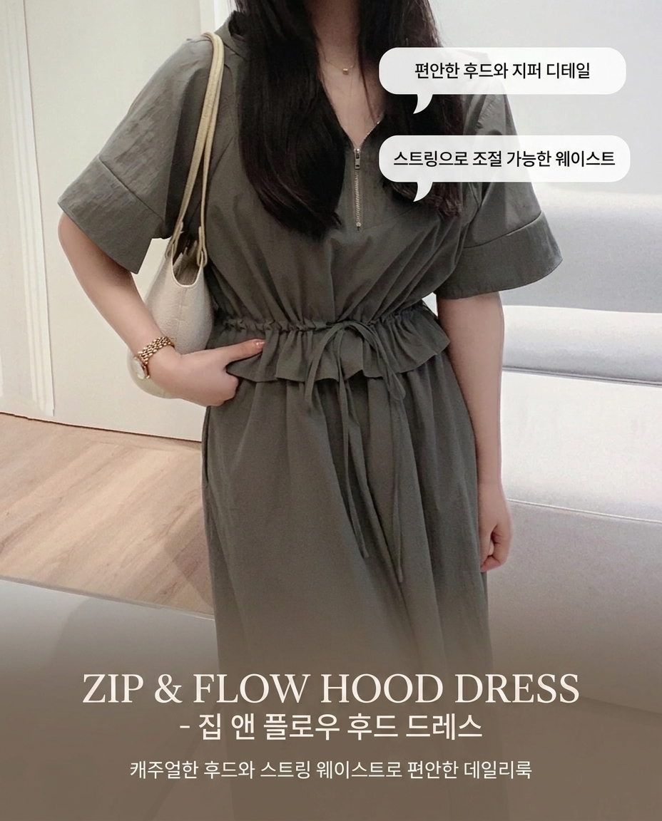 Zip & Flow Hood Dress - 집 앤 플로우 후드 드레스
