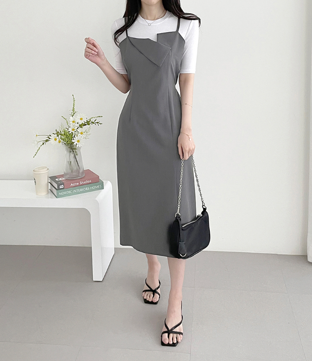 Grace Drape Midi Dress - 그레이스 드레이프 미디 원피스