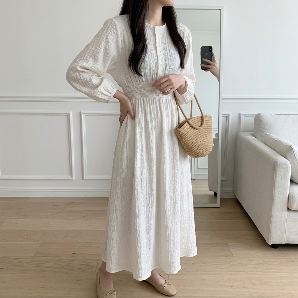 Modern Lovely Shirred Dress - 모던 러블리 셔링 원피스