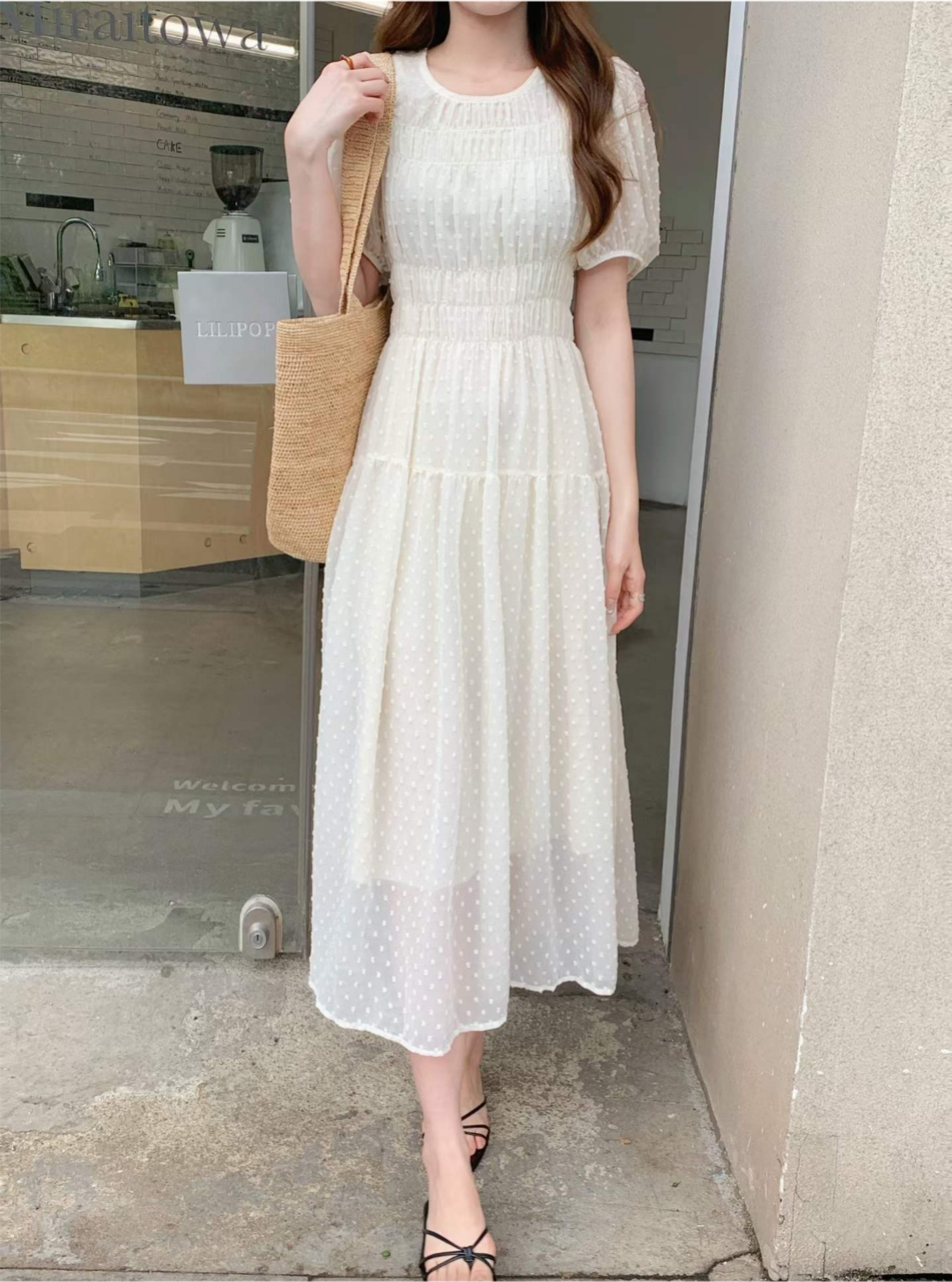 Romantic Dot Puff Long Dress - 로맨틱 도트 퍼프 롱 원피스