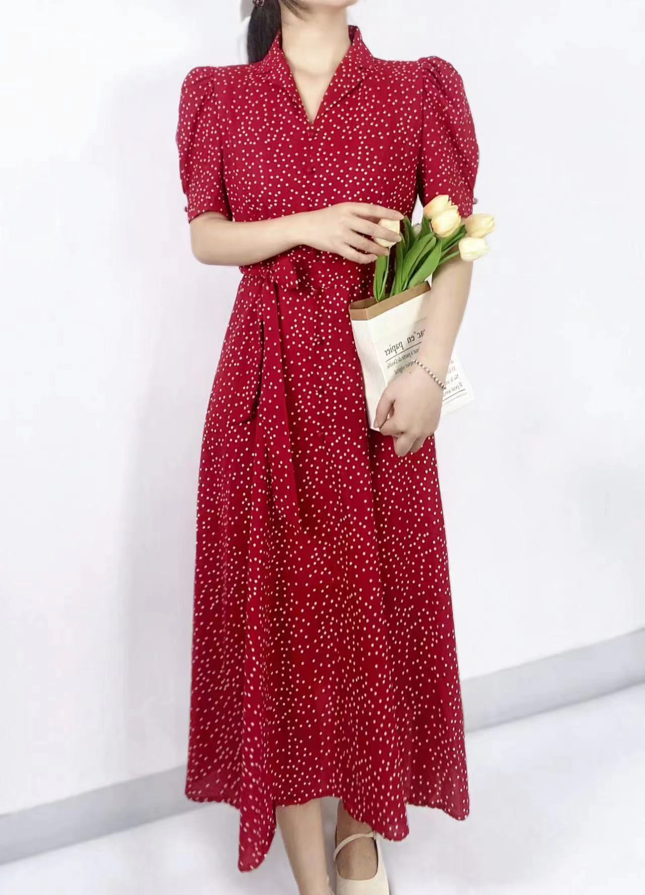Polka Grace Puff Long Dress - 폴카 그레이스 퍼프 롱 원피스