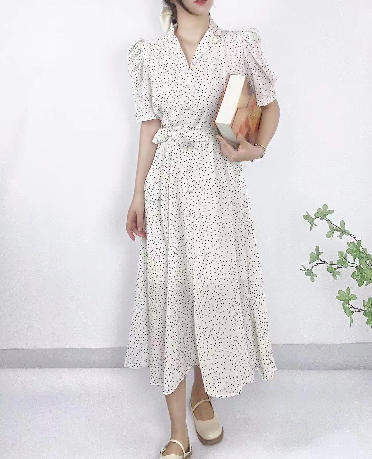Polka Grace Puff Long Dress - 폴카 그레이스 퍼프 롱 원피스