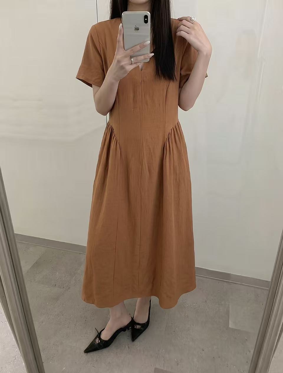 Minimal Slit Neck Maxi Dress - 미니멀 슬릿 넥 맥시 원피스