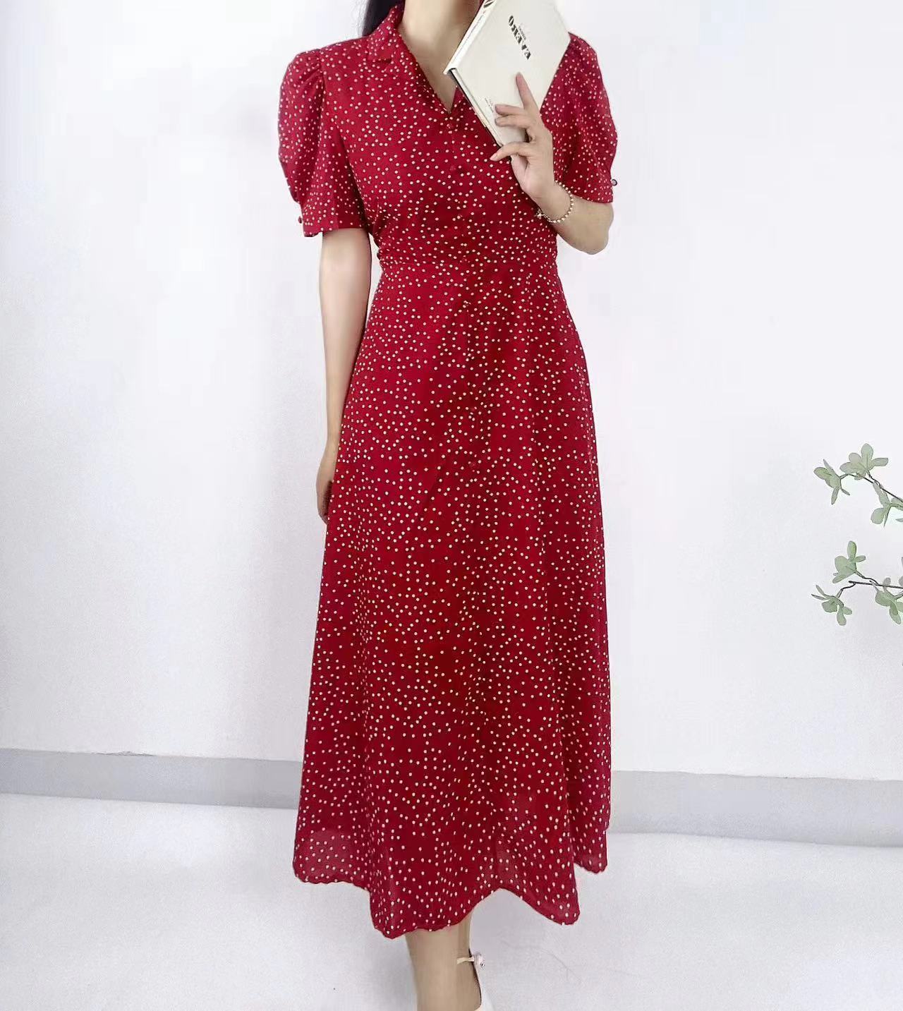 Polka Grace Puff Long Dress - 폴카 그레이스 퍼프 롱 원피스
