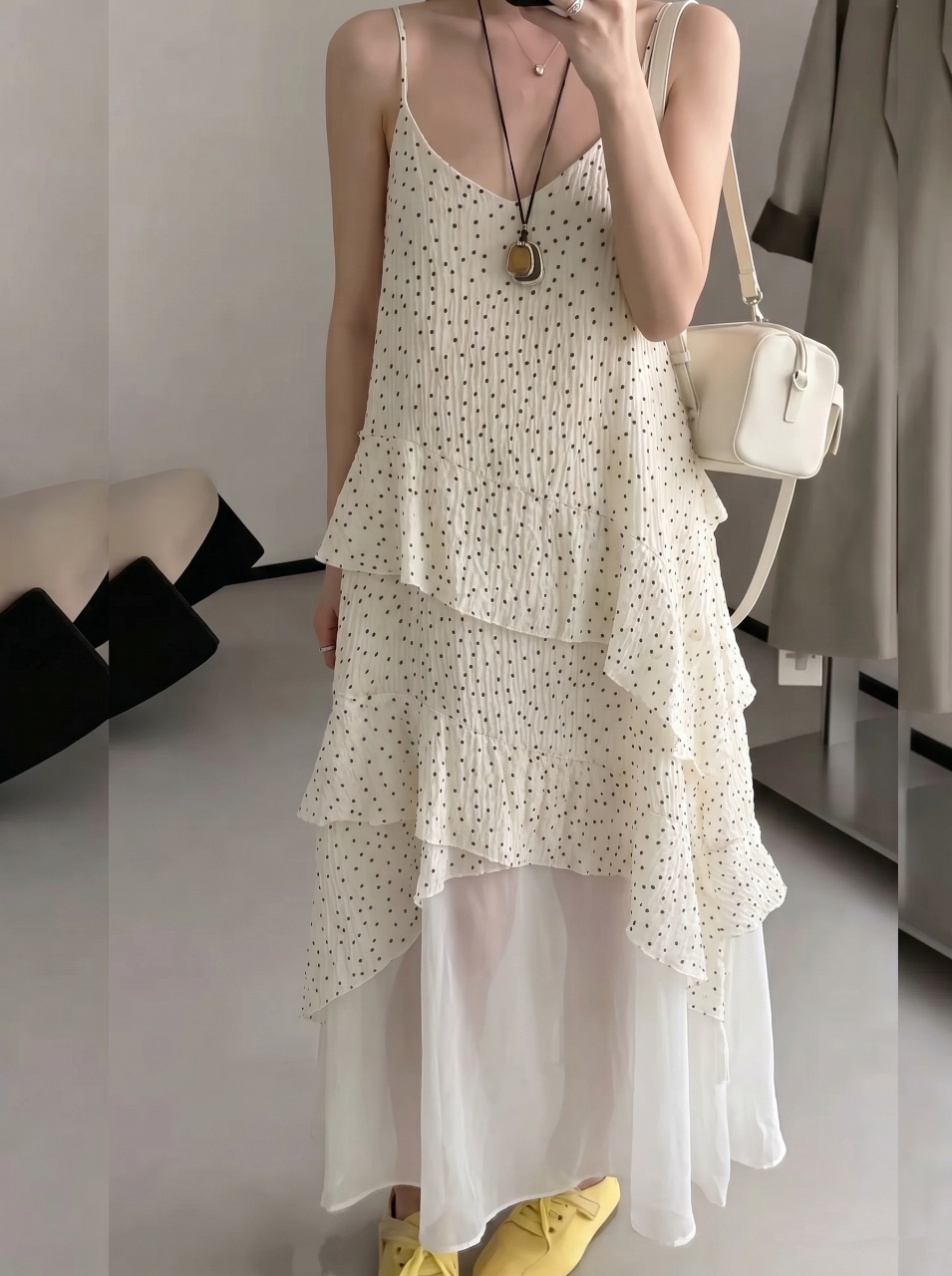 Starlight Dot Frill Maxi Dress - 스타라이트 도트 프릴 맥시 원피스