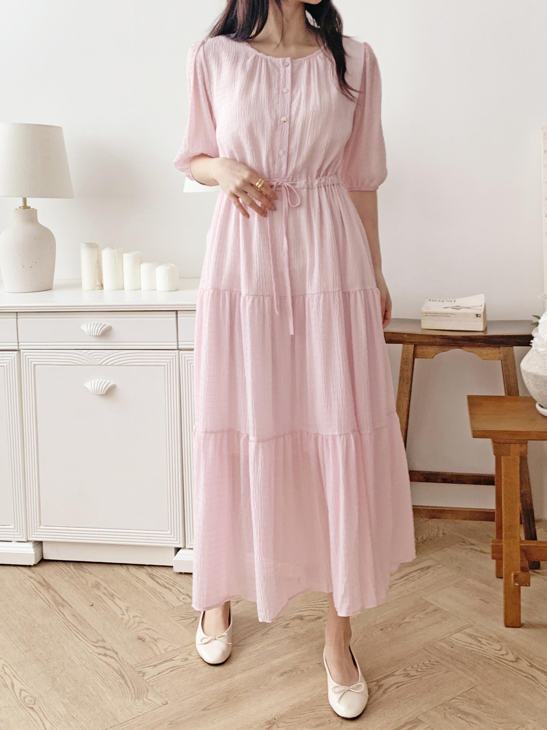 Romantic Button Long Dress - 로맨틱 버튼 롱 원피스