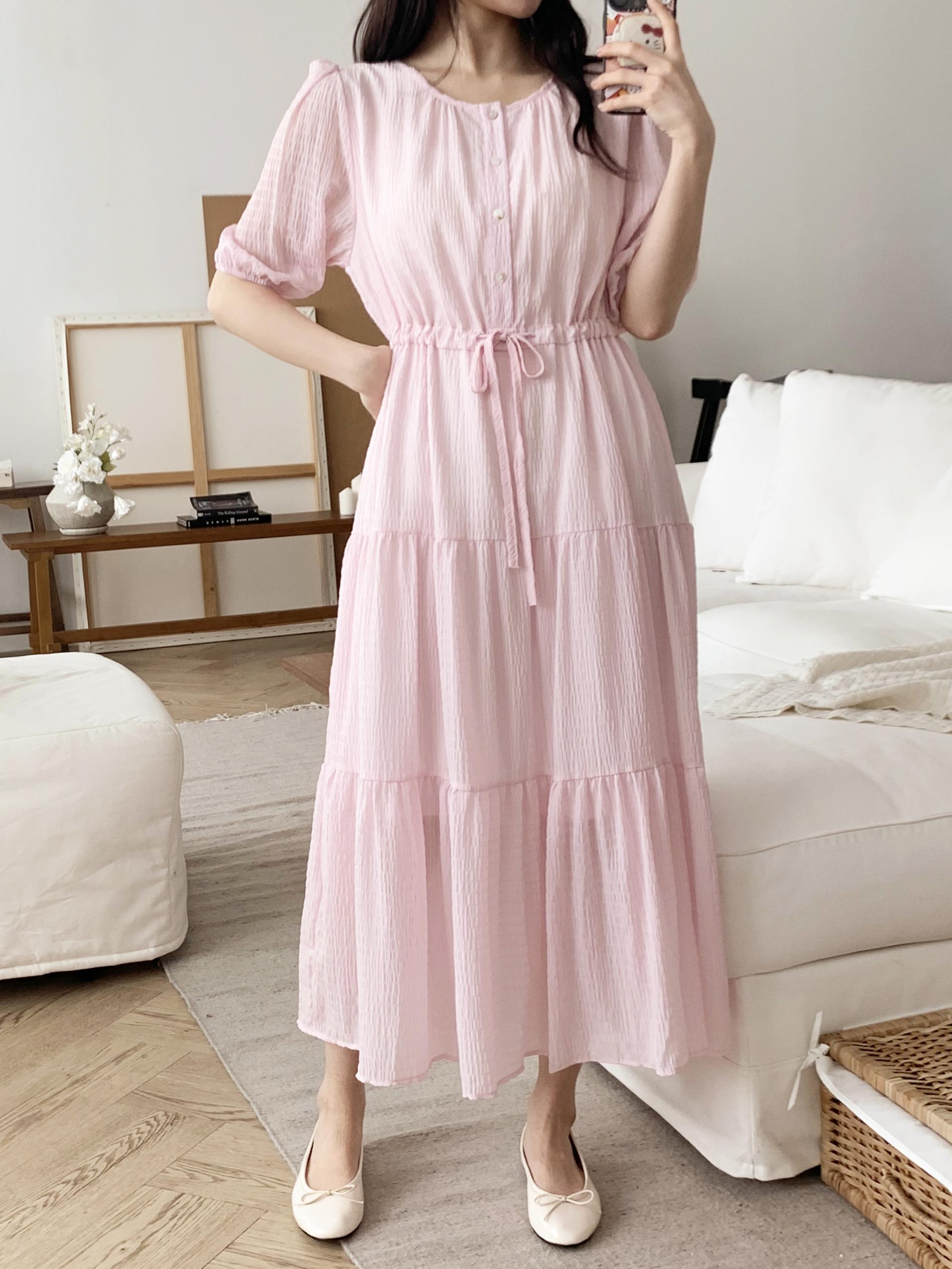 Romantic Button Long Dress - 로맨틱 버튼 롱 원피스