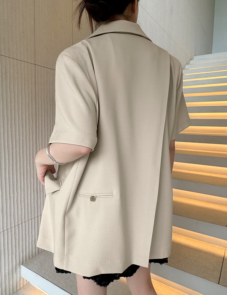 City Light Split Back Short Sleeve Blazer - 시티 라이트 스플릿 백 숏 슬리브 블레이저