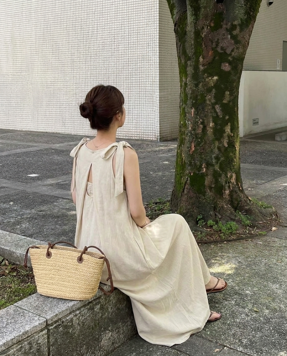 Ribbon Breeze Maxi Dress - 리본 브리즈 맥시 드레스