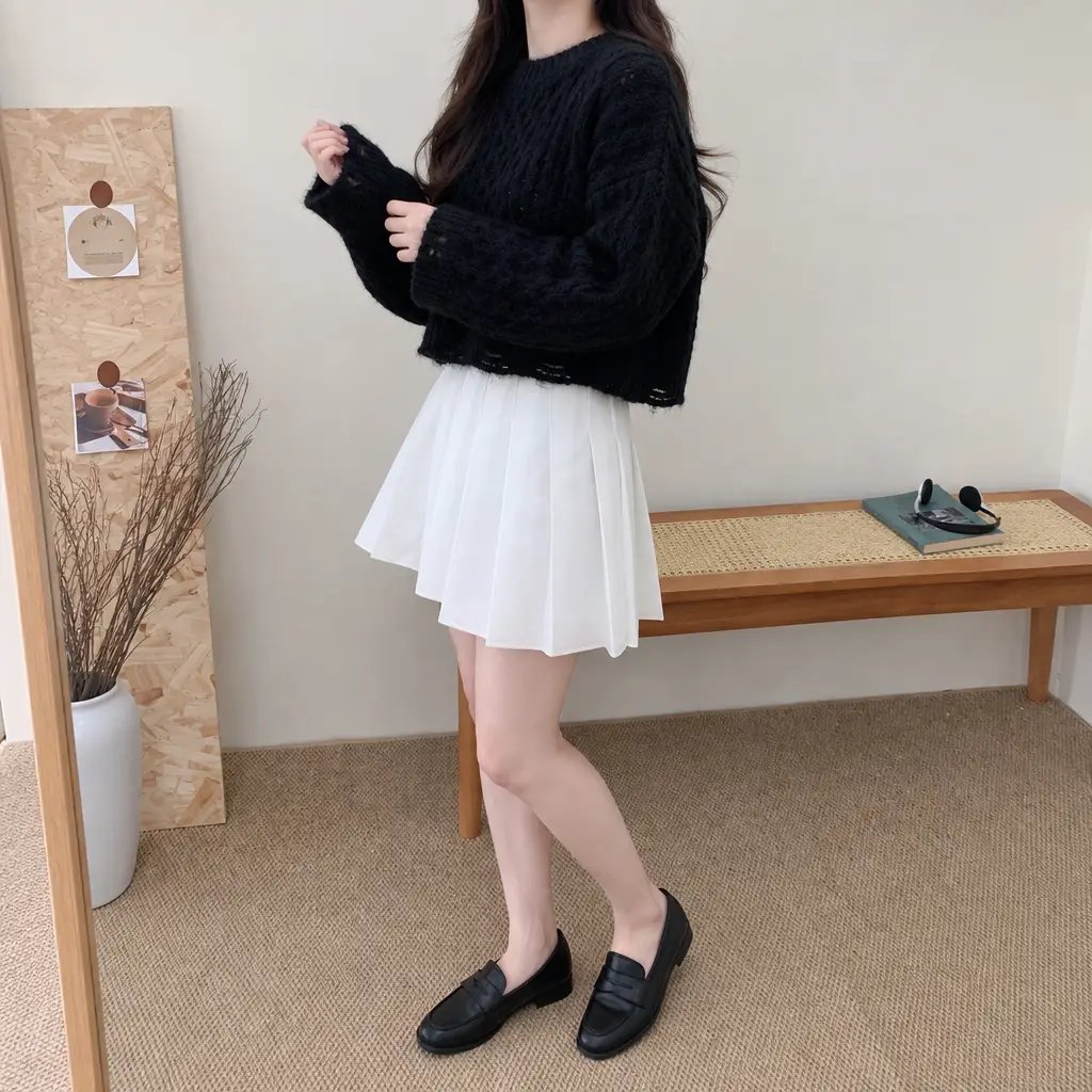 Vintage Cable Crop Knit - 빈티지 케이블 크롭 니트