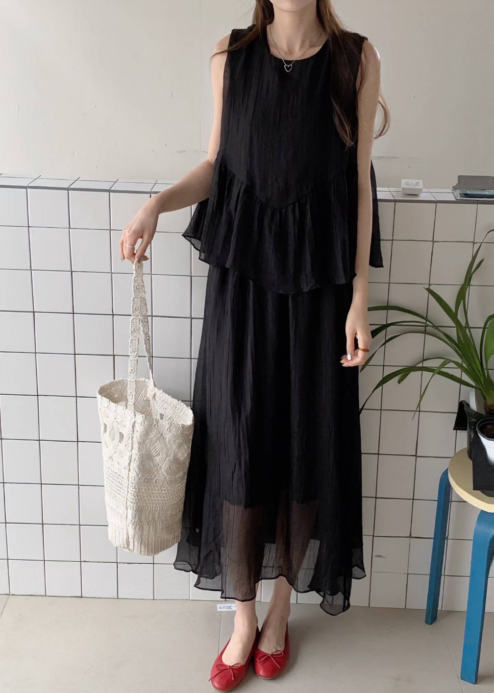 Pastel Bloom Chiffon Dress Set - 파스텔 블룸 쉬폰 원피스 세트