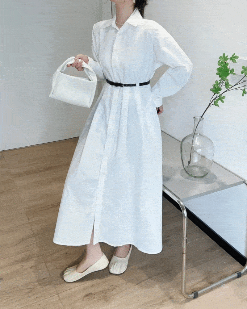 Minimal Muse Shirt Dress - 미니멀 뮤즈 셔츠 드레스(벨트 포함)