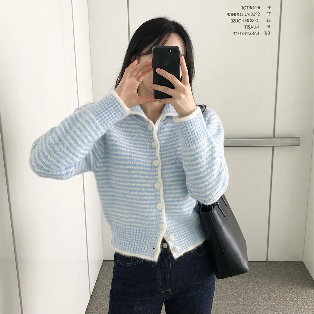 Dreamy Stripe Button Cardigan - 드리미 스트라이프 버튼 가디건(당일출고⚡️)