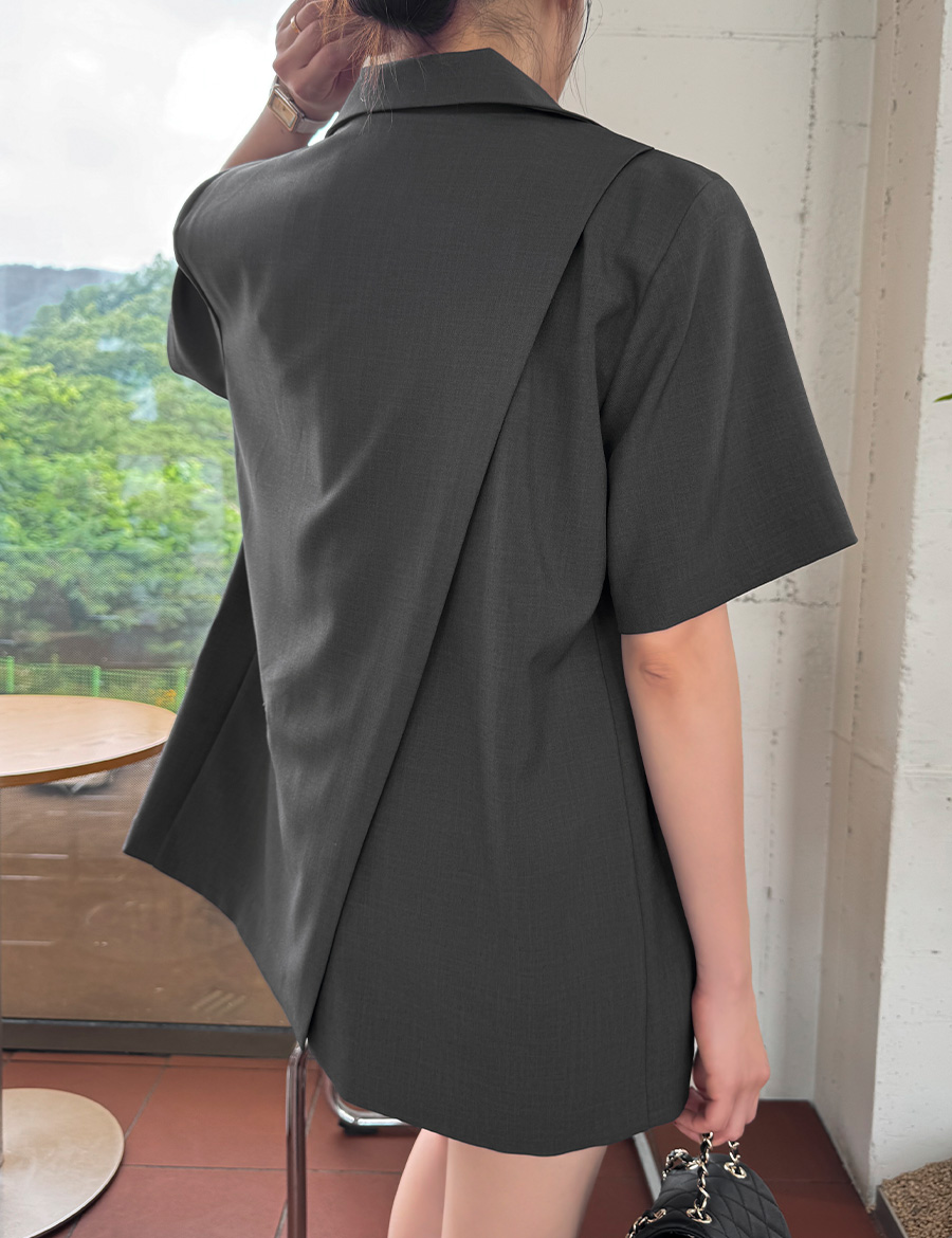 City Light Split Back Short Sleeve Blazer - 시티 라이트 스플릿 백 숏 슬리브 블레이저
