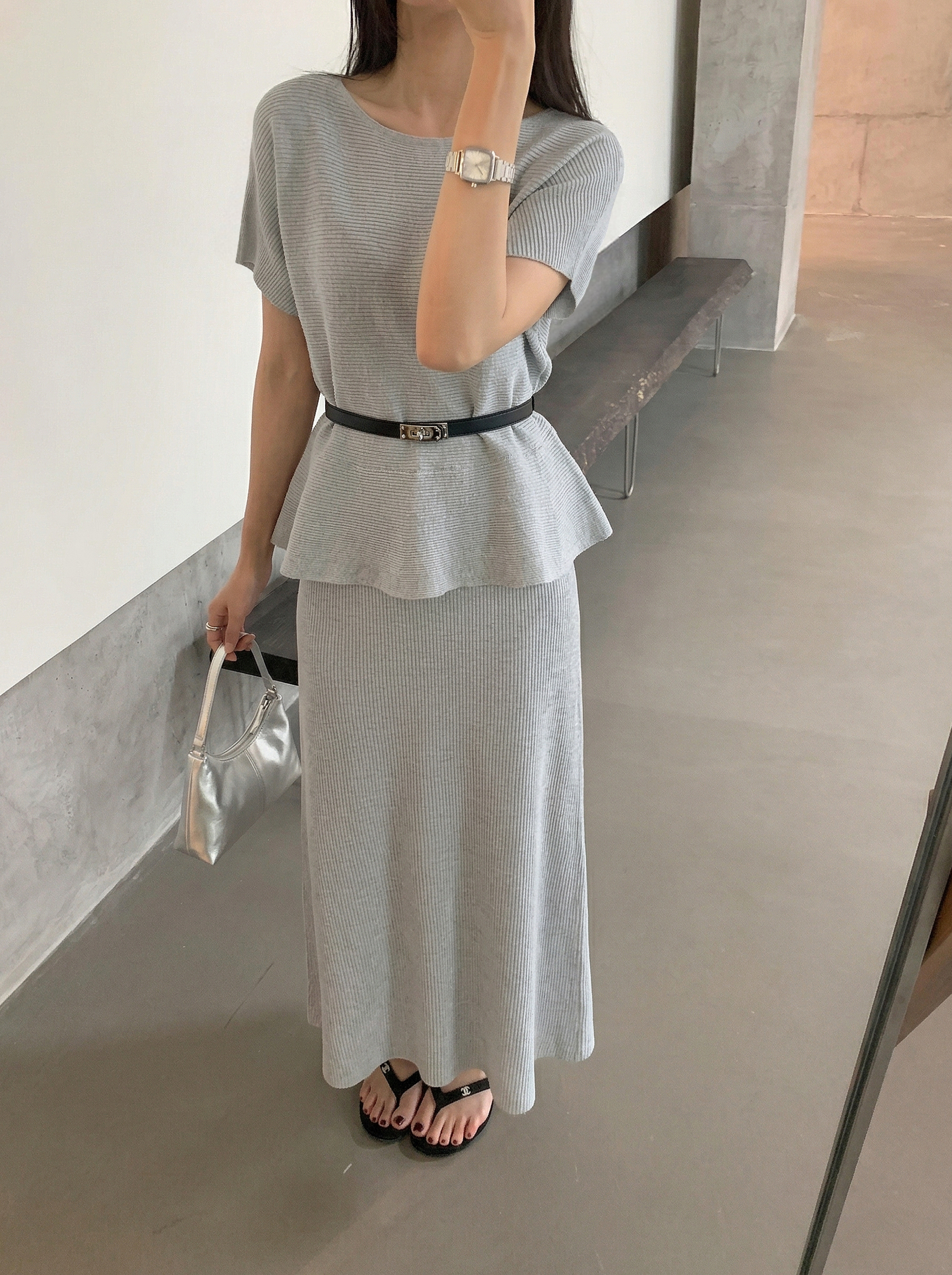 Peplum Pleats Skirt Set - 페플럼 플리츠 스커트 세트