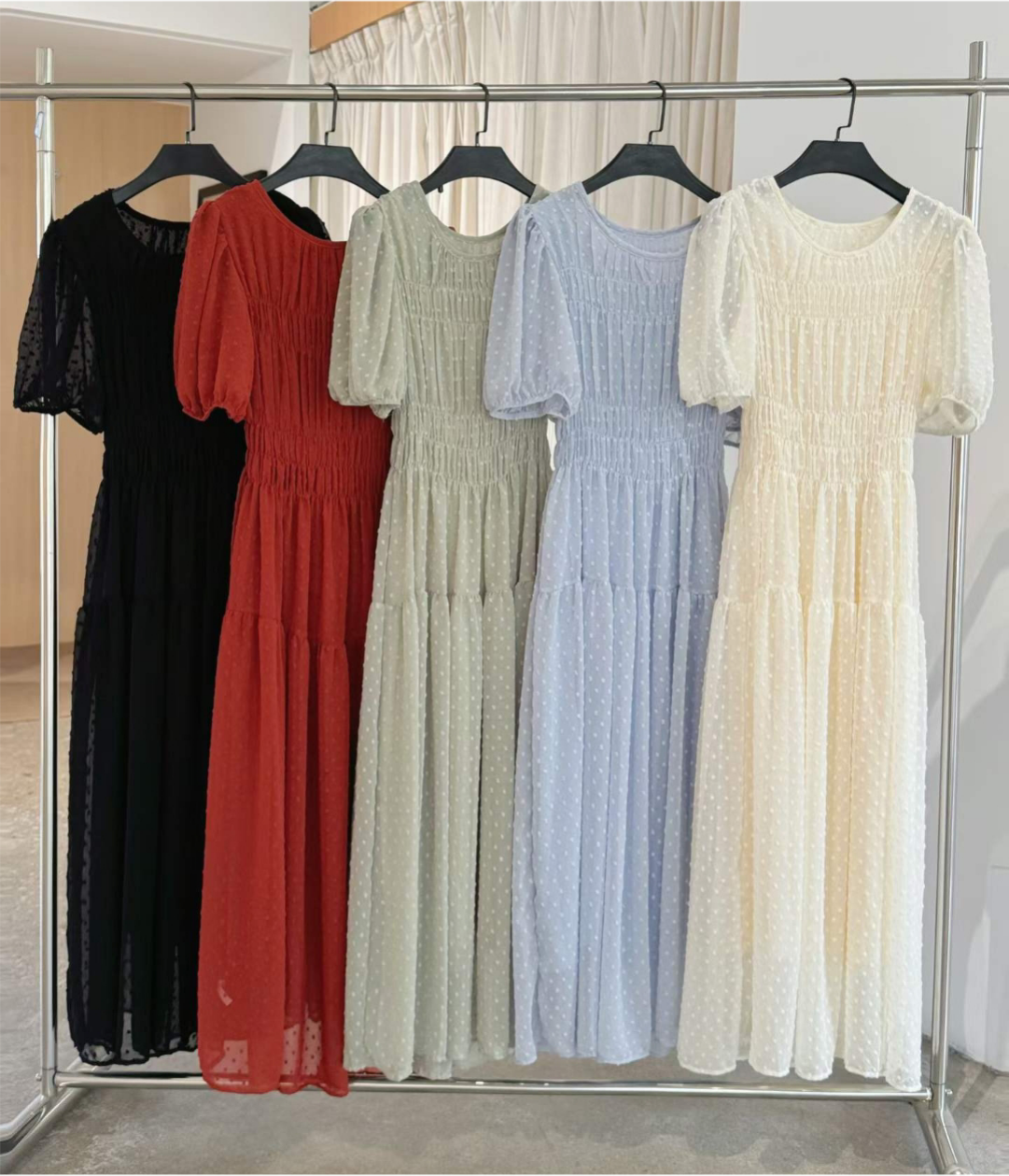 Romantic Dot Puff Long Dress - 로맨틱 도트 퍼프 롱 원피스