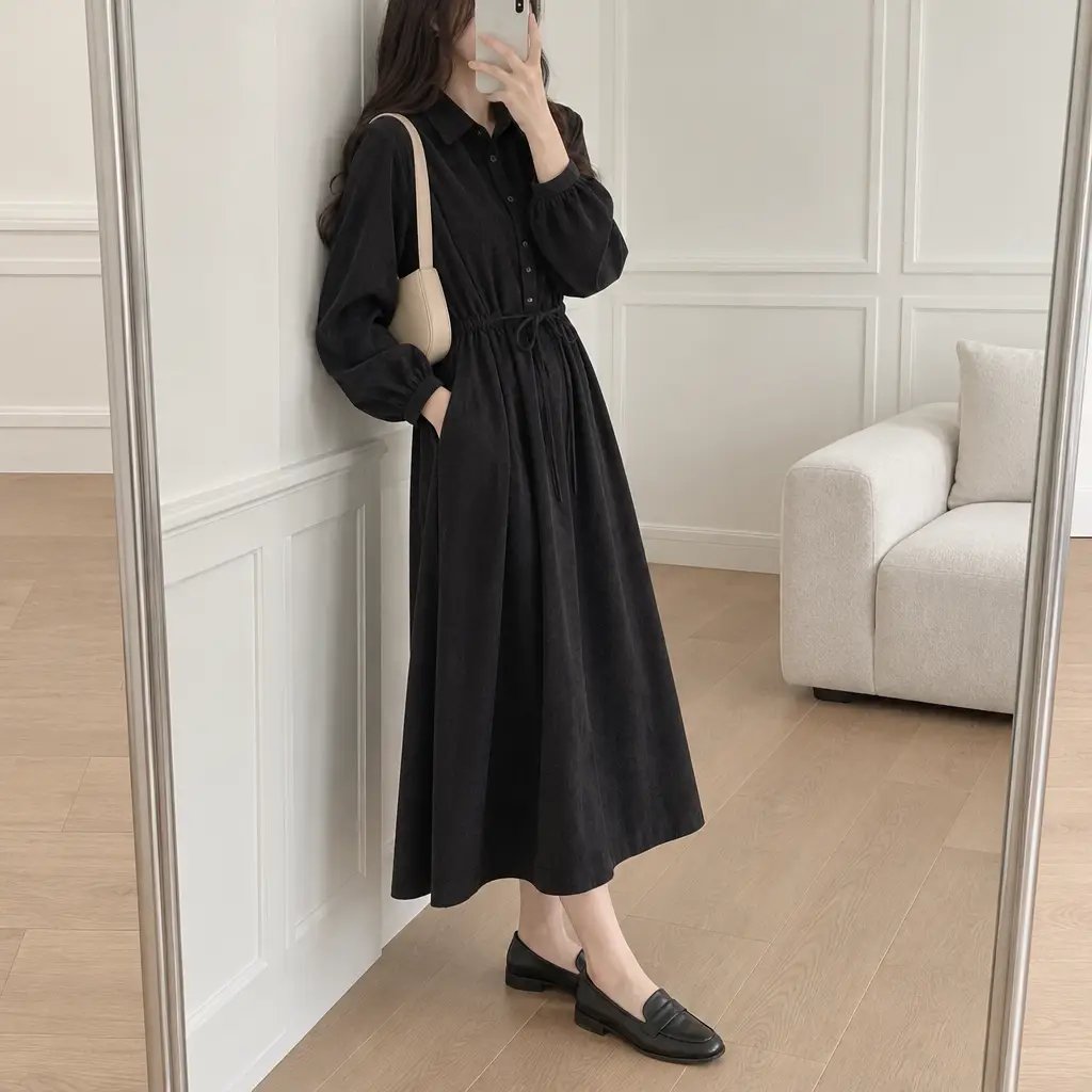 Maple Corduroy Shirt Dress - 메이플 코듀로이 셔츠 원피스