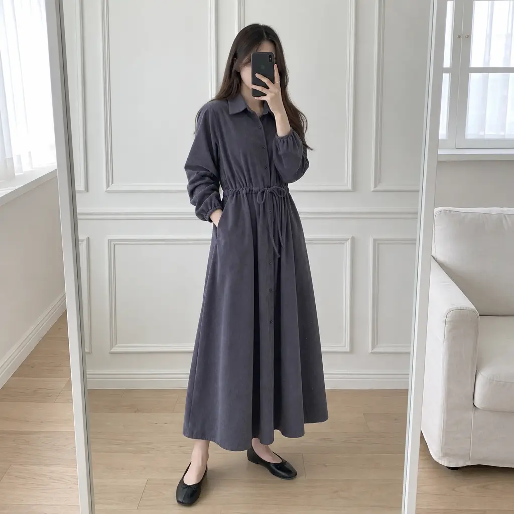 Soft Corduroy Mood Long Dress - 소프트 코듀로이 무드 롱 원피스