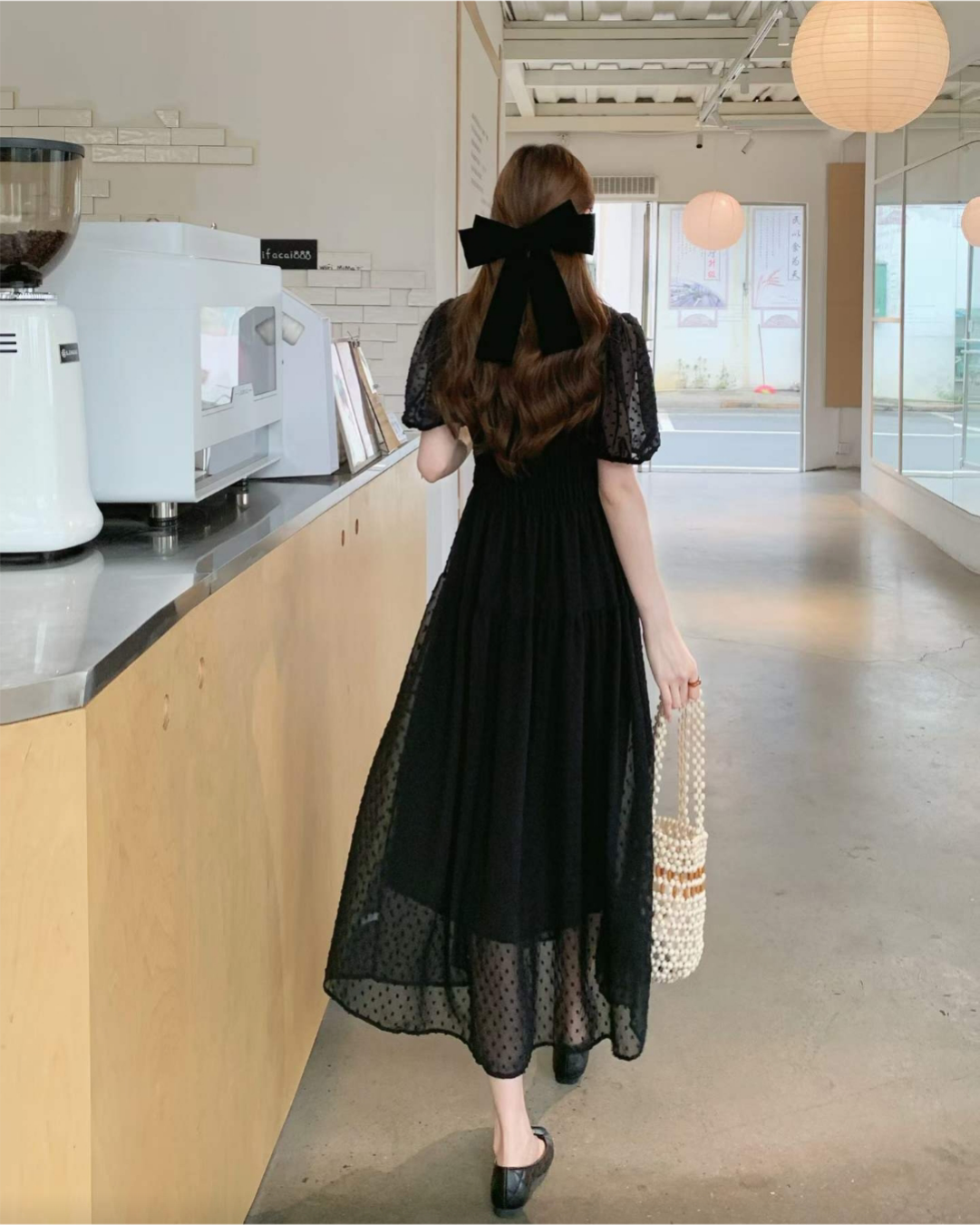 Romantic Dot Puff Long Dress - 로맨틱 도트 퍼프 롱 원피스