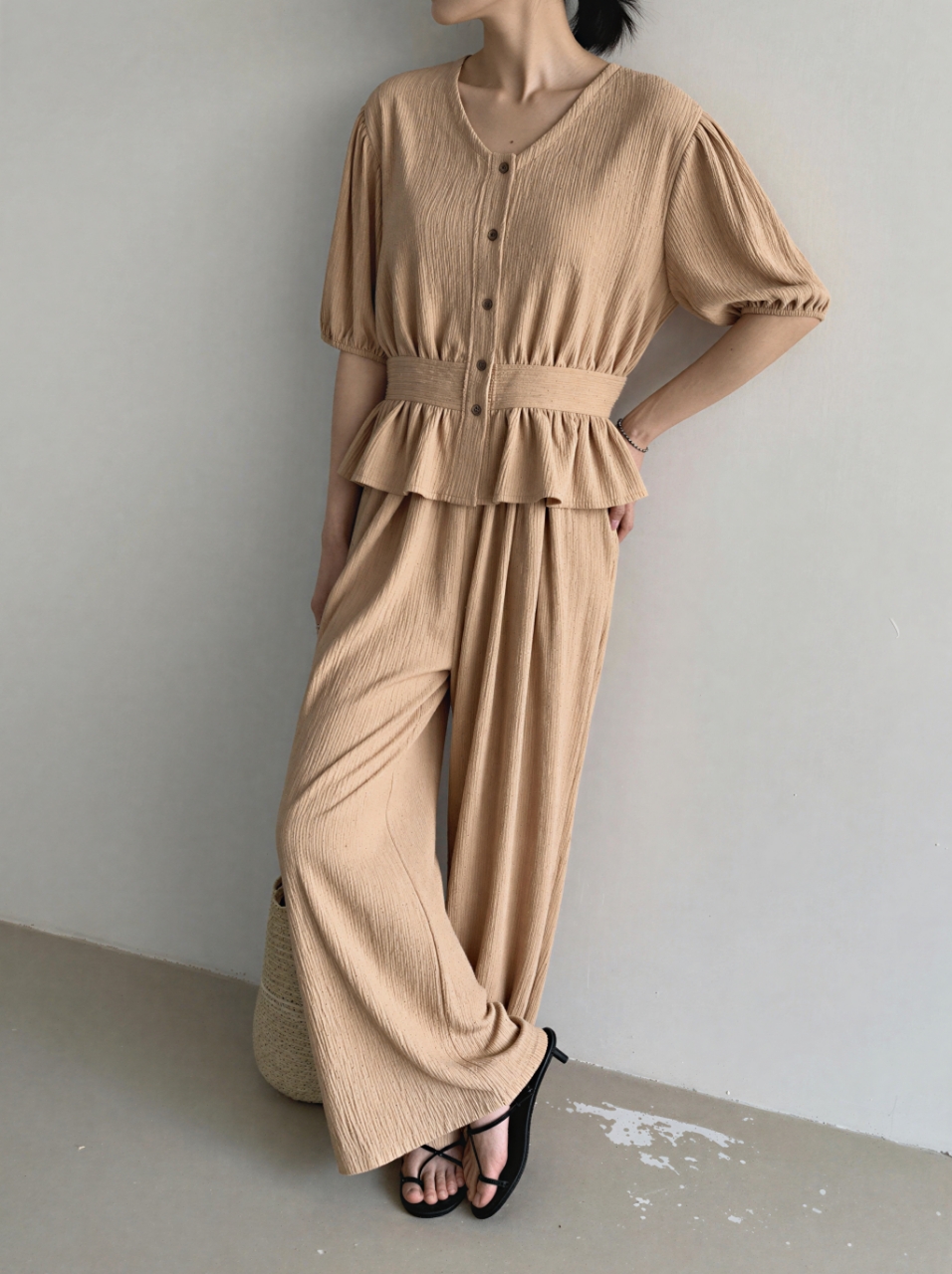 Cozy Muse Peplum Pants Set - 코지 뮤즈 페플럼 팬츠 세트