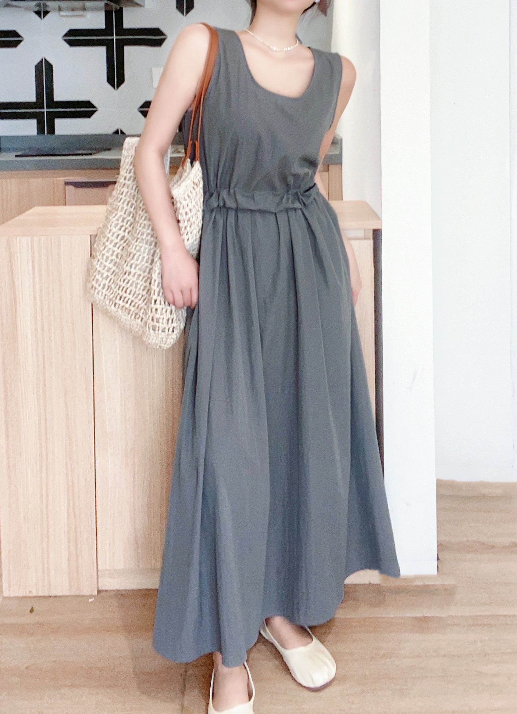 Soft Shirring Sleeveless Dress - 소프트 셔링 슬리브리스 원피스 🤍