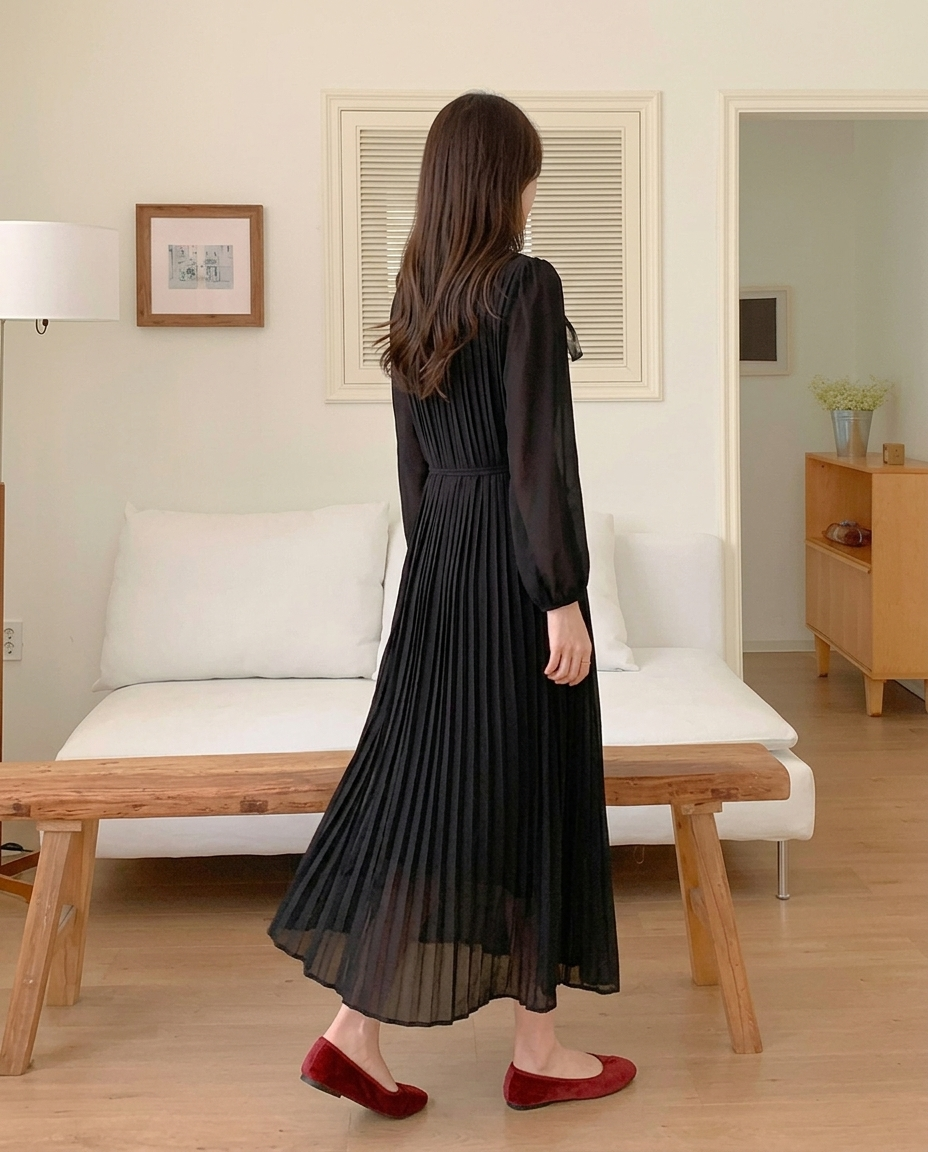 Misty Pleats Long Dress - 미스티 플리츠 롱 드레스