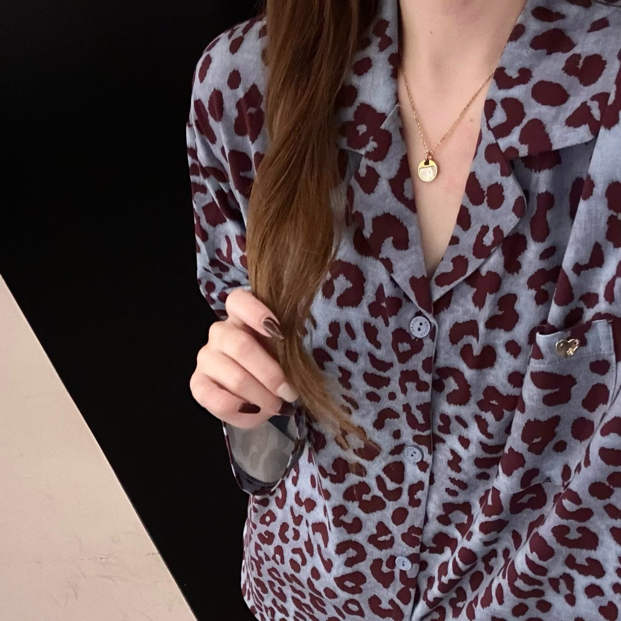 Burgundy Leopard Pajama Set - 버건디 레오파드 파자마 세트