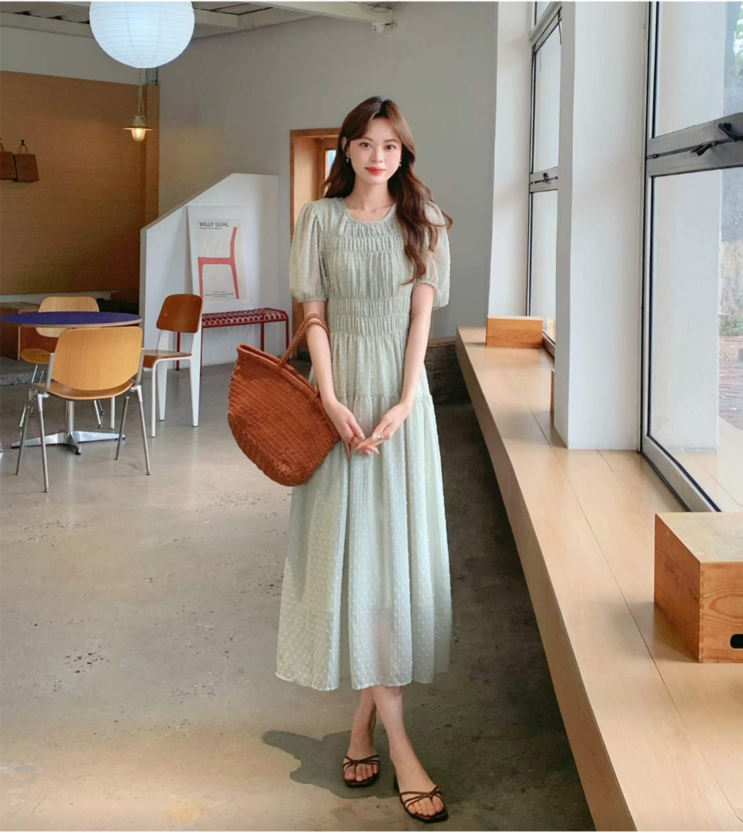 Romantic Dot Puff Long Dress - 로맨틱 도트 퍼프 롱 원피스