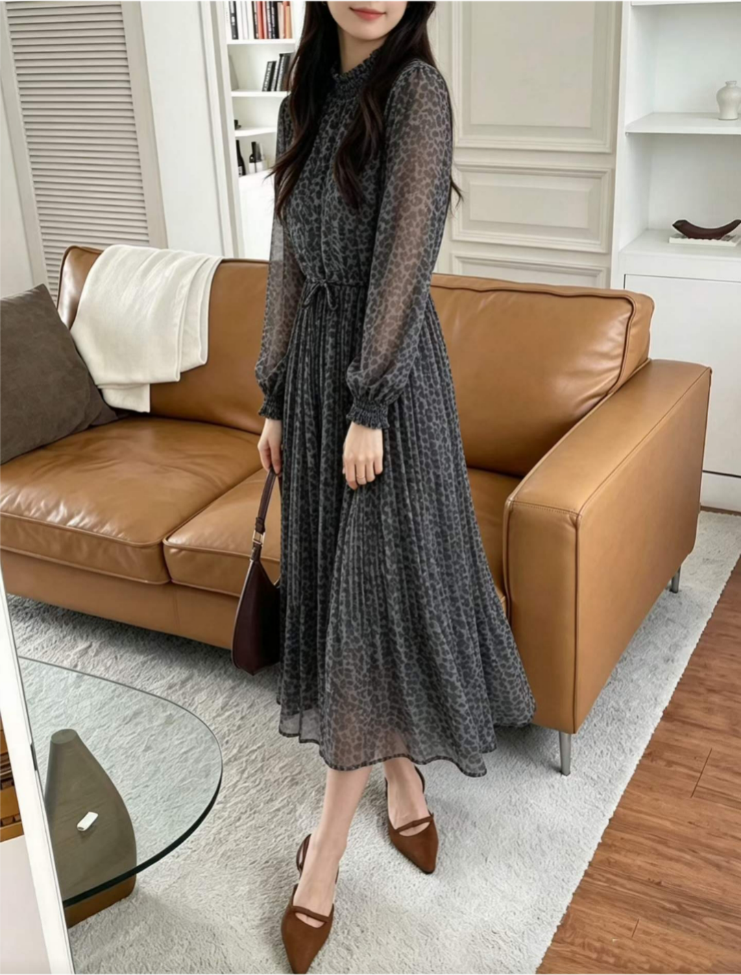 Leopard Pleats Dress - 레오파드 플리츠 원피스
