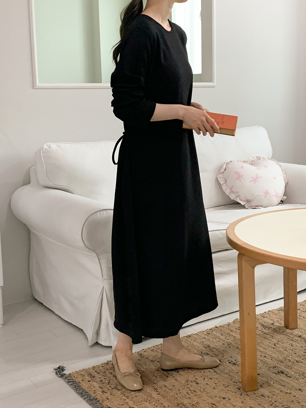 Pleated Back Ribbon Dress - 플리츠 백 리본 원피스