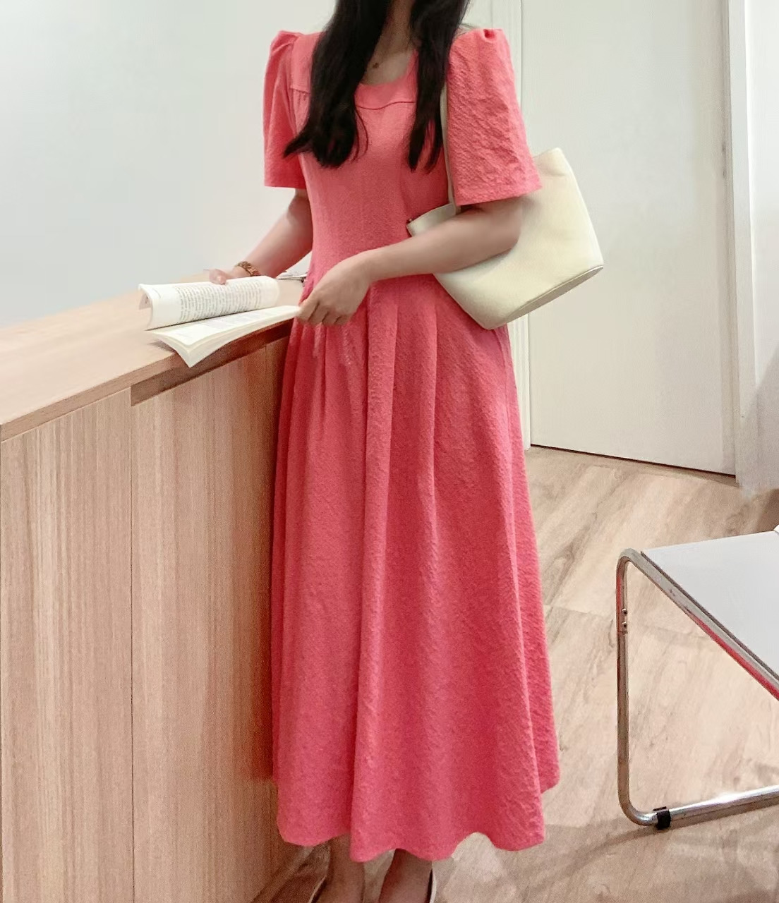Soft Square Neck Flare Dress - 소프트 스퀘어넥 플레어 원피스
