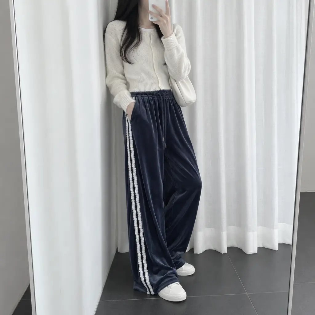 Velvet Lace Line Wide Pants - 벨벳 레이스 라인 와이드 팬츠