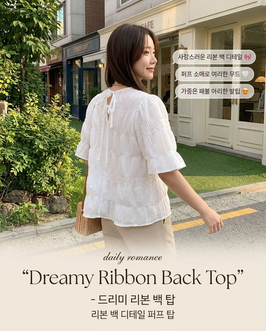 Dreamy Ribbon Back Top - 드리미 리본 백 탑