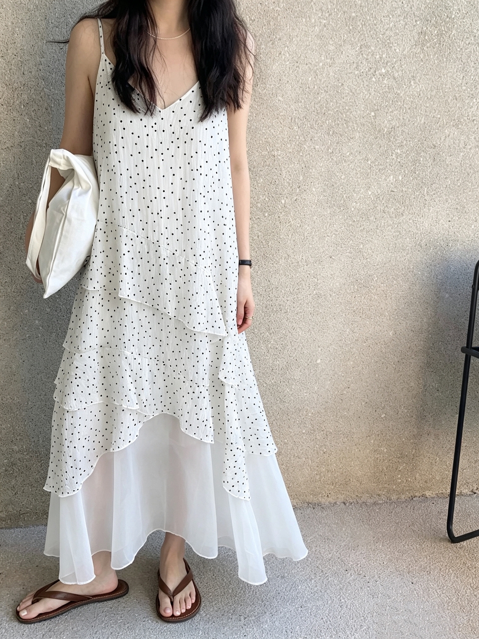 Starlight Dot Frill Maxi Dress - 스타라이트 도트 프릴 맥시 원피스