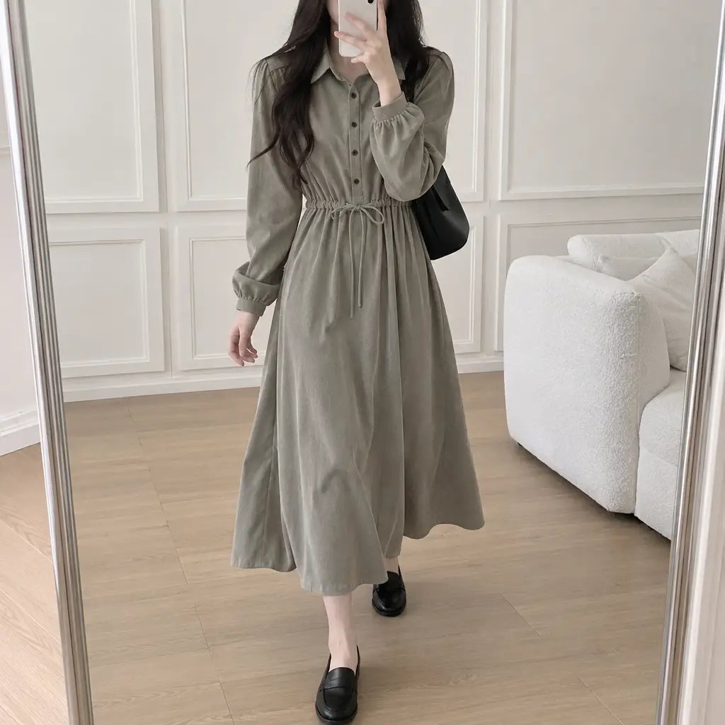 Maple Corduroy Shirt Dress - 메이플 코듀로이 셔츠 원피스